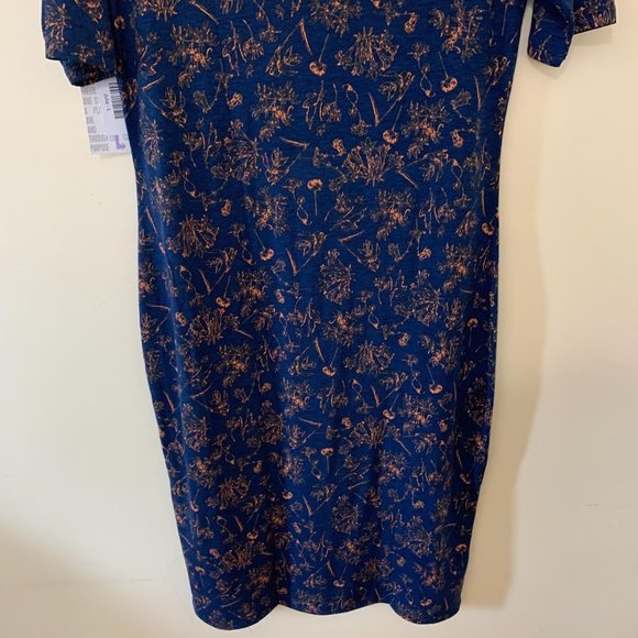 LuLaRoe Julia Dress Navy Floral Print Large Blue - Picture 8 of 9